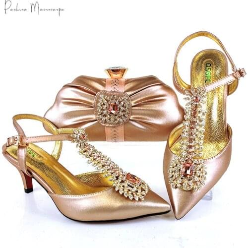 2020 Winter New Arrive Holiday Party Womens Shoes and Bag to High Heels Sandals for Matte Material Italian Designs Lady Sexy