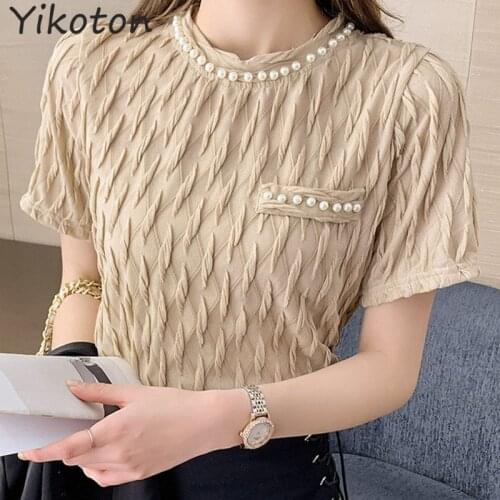 2021 Summer Clothes For Women Short Sleeve Tshirt Female Tops Basic Casual Lady Shirt Fashion Folds Kawaii Clothe T-Shirt O-Neck