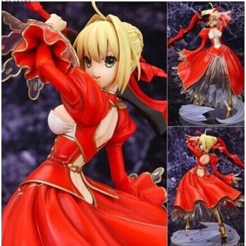 23cm Fate Stay Night Extra Red Saber Nero Claudius Caesar Augustus Germanicus Fighting Ver PVC Action Figure Collection Model