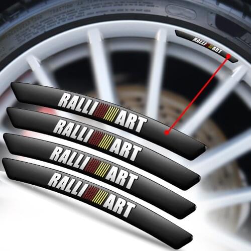 4pcs For Mitsubishi RALLIART Racing Logo Sticker Metal Car Tuning For Colt Lancer Galant Fortis Montero L200 Wheel Hub Decals