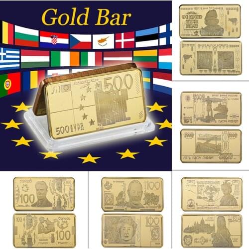 500 Euro Gold Banknote Metal Bars Festival Gifts Luxury Metal Bars Art Crafts for Home Decor and Collection