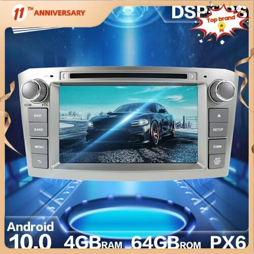 Aotsr PX6 Android 10.0 4+64G Car Radio GPS Navigation DSP For Toyota Avensis 2002-2008 Car HD Stereo Video Multimedia DVD Player