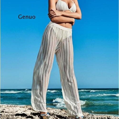 White Beachwear Beach Pants Hollow Out Swimsuit Cover Up Saida De Praia Cover Up Beach Woman Robe De Plage Vestido Playa