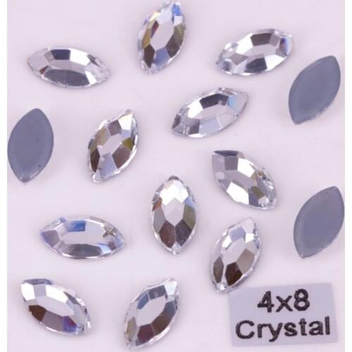 Free Shipping! High Quality 3x6mm, 4x8mm Crystal Clear Navette Hotfix Rhinestones / Iron On Flat Back Crystals