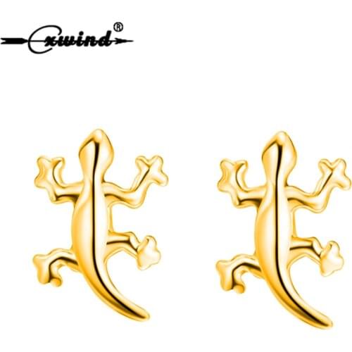 Cxwind Unique Lizard Reptile Stud Earrings for Women Girls Animal Crocodiles Gecko Earrings Jewelry boucle d'oreille femme 2019