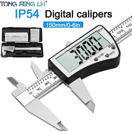 Digital display stainless steel caliper 0-150mm MM inch LCD electronic vernier caliper IP54 waterproof