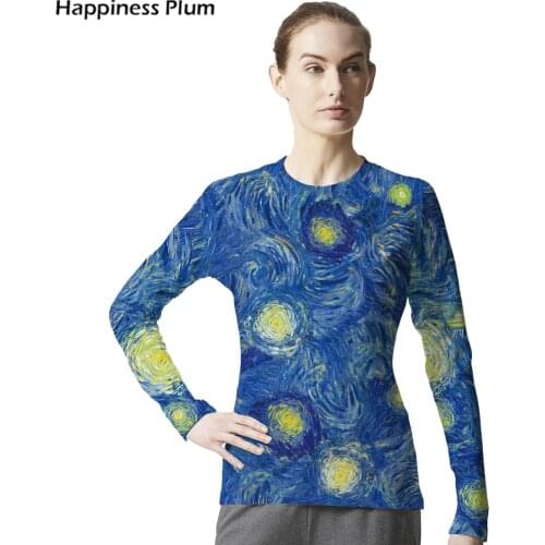 Galaxy Shirt Space Van Gogh Starry Night Shirt Long Sleeve 3d Print Tshirt Cool Brand Clothing 2017 High Quality Summer Top 4XL