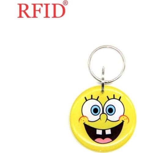 ID 125khz EM4305 EM4205 Rewritable Writable Keyfob Token RFID Circular Cartoon Keychain Access Control Card Fast Shipping 1pcs