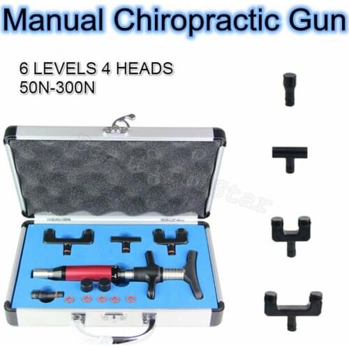 Chiropractic Tools Handheld Adjustment Spine Gun Hand Adjusting Instrument 6 Level 4 Heads Manual Correction Tool Top Quality
