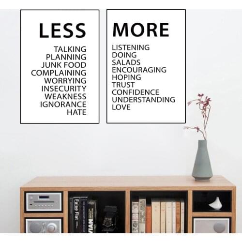 English Poems Letter Less and More Canvas Painting Corridor Home Dormitory Bedroom Decoration Painting Oil Posters and Prints