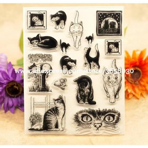Cats Scrapbook DIY photo cards account rubber stamp clear stamp transparent stamp 14x18cm 8052533