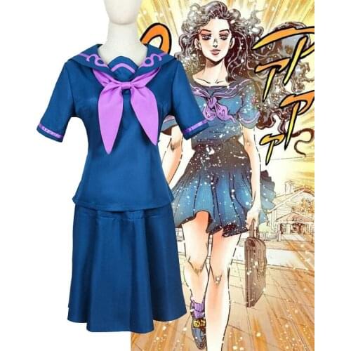 Anime JoJos Bizarre Adventure Yamagishi Yukako Cosplay Costumes Embroidery Jk Clothing Uniform Full Set Halloween Carnival