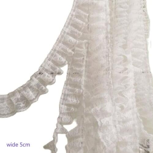 HOT Cotton white Embroidered flower lace fabric wide sewing DIY trim wedding applique Ribbon collar cloth dubai guipure decor