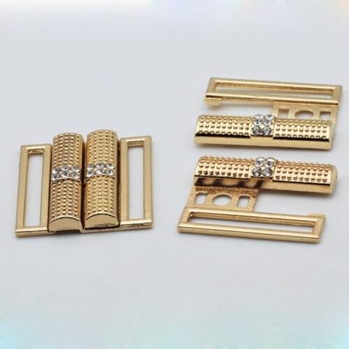 5 Pairs Mini Rhinestones Decorated Waist Belt Hooks & Clasps Sewing Garment Clasps Buckle Button for Down Jacket Overcoat Decor