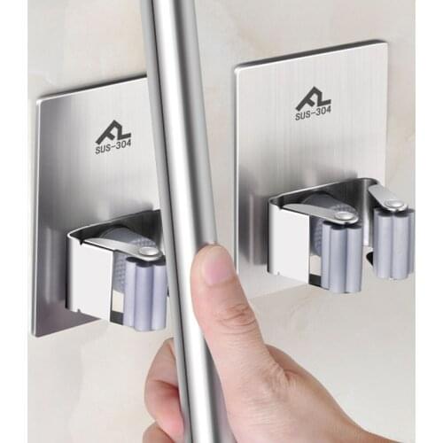 Multifunctional Traceless Sucker Hook Mop Holder Wall Mounted Kitchen Bathroom Suction Cup Rag/Broom/Mop Rack Storage Holder