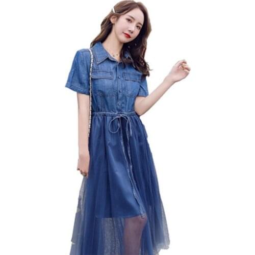2021 Korean Casual Styel Daughter Jeans Dress Family Matching Denim Shirts Mother Mommy and Me Fashion Outfit Woman Clothes
