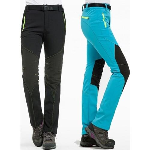 Men Women Warm Fleece Softshell Camping Hiking Pants Winter Outdoor Sports Trekking Fishing Skiing Waterproof Thick Trousers