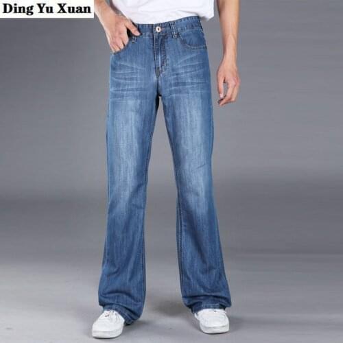 2019 Mens Flared Jeans Boot Cut Leg Straight Fit Male Designer Classic Blue Flare Denim Jeans Pants Bell Bottom Jeans Homme