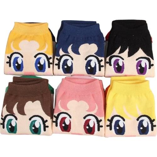 Cartoon Socks Suit Sailor Moon Mercury Mars Jupiter Venus Cute Spring Summer Casual Womens Fashion Cotton Sports Socks