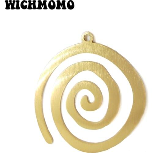 New 2pieces/bag 53mm Gold Aluminium Alloy Wire Drawing Round Vertigo Charms Big Pendant for DIY Necklace Earring Accessories