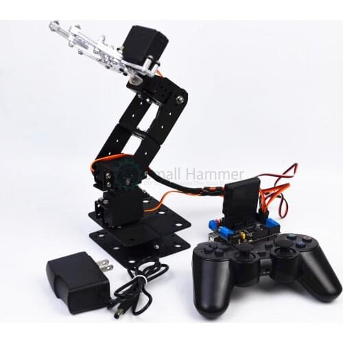 New Aluminum alloy Arduino PS2 4 DOF remote control mechanical arm servos bracket mechanical claw DIY robot