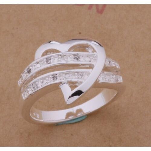 Wholesale Silver Plated Rings For Women,Free Shipping Charm Christmas Silver Fashion Jewelry Fantastic Heartseeker/ahzaizg