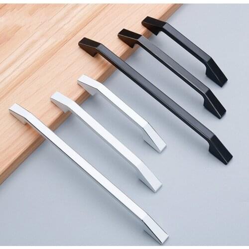 Modern Simplicity Aluminum Alloy Piano Black White Cabinet Door Handle Furniture Wardrobe Drawer Knobs Home Decoration Hardware