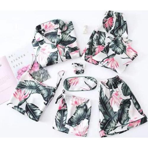 Pajamas Set Women Summer Sexy Flower Pyjamas Sexy Female Long Sleeve Shirt Pants Handwork Stitch Lingerie Striped Mom Sleepwear