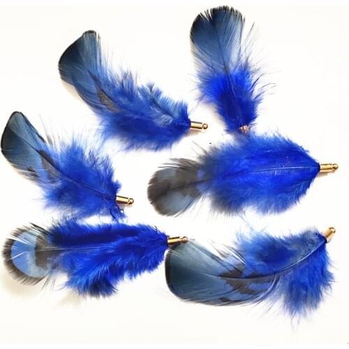 100 pcs 4-8 Natural Ostrich Pheasant Feather Pendant Handmade Gold Cap Beads Arts Crafts DIY Chain Curtain Earring Jewelry Part