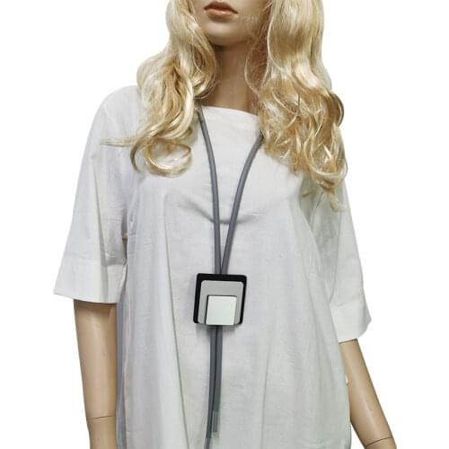 YD&YDBZ Gray Soft Leather Rubber Rope Pendant Necklaces Women Current Geometry Aluminum Jewelry Necklaces Chains Around The Neck