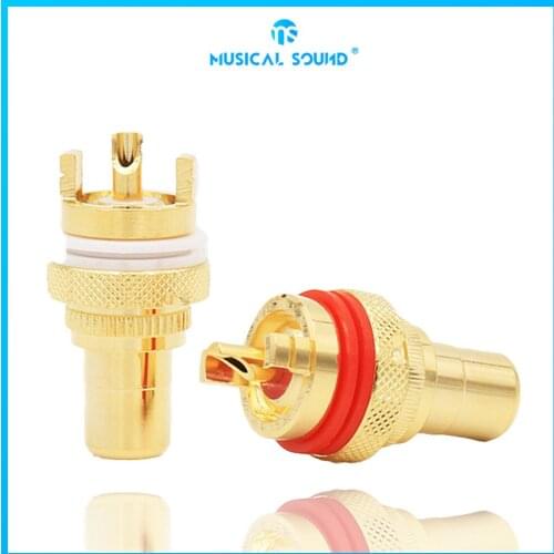 Gold-Plated Rca Socket Female Seat Eutectic Brass Rca Plug Lotus Seat Fast Conduction Rate High Analytical Power Rca Socket