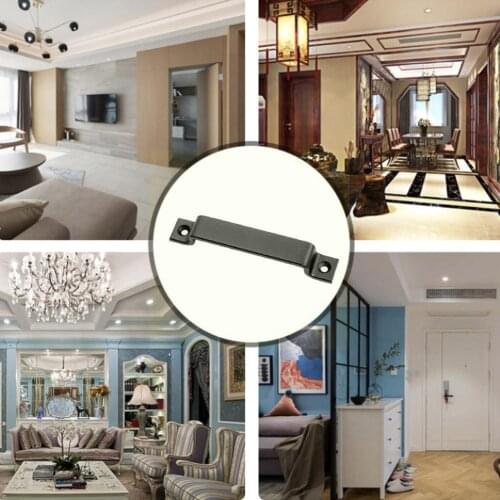 1pcs Steel Black Barn Door Handle Smooth Home Steel Closets Knob Outdoors Simple Decoration Pull Indoors Garages Sheds W6A5