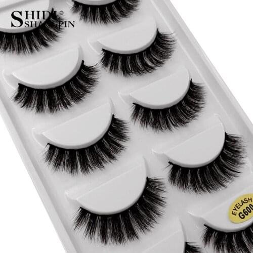 SHIDISHANGPIN New 5 pairs eyelash hand made 3d mink lashes natural soft mink eyelashes full strip lashes make up false eyelashes
