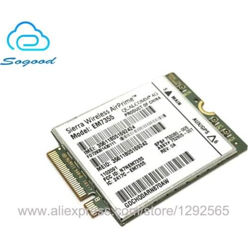 Sierra Wireless AirPrime EM7355 Gobi5000 NGFF LTE 3G/4G module wireless 4G card for HP 820 840 850 G1 14 15 17 SPS 753080-005