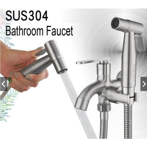 MTTUZK LEAD FREE Faucet FULL SET 304 Stainless Steel Two Way Tap Bathroom Faucet with Bidet Spray Holder and Flexible Hose