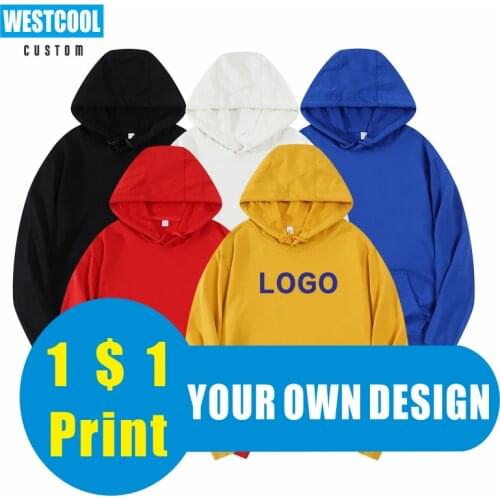 5 Colors Sports Hoodie LOGO Customized High Quality Embroidery Men And Women Sweatshirts Pocket Hoody Printed WESTCOOL2020