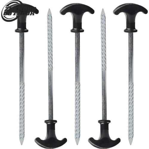 Outdoor tent ground nail, ice frozen soil drilling stainless steel threaded thickened lengthened T spiral