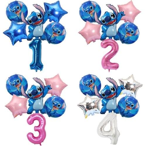 Disney Lilo & Stitch Aluminum Film Balloon Stitch Birthday party decoration Number balloons Baby Shower Supplies Kids Toy