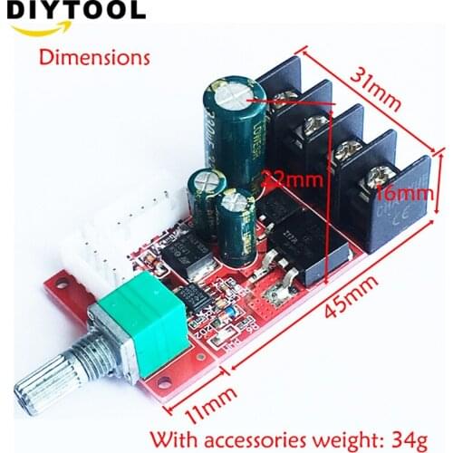 High-Power DC 10V-50V Motor Governor LED Dimmer Module Speed 15A With Switch GZT ATF