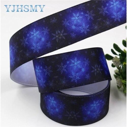 YJHSMY D-171202-391,25 mm 10 yards snowflake Cartoon Printed grosgrain ribbons,DIY handmade Hair accessories wedding gift wrap