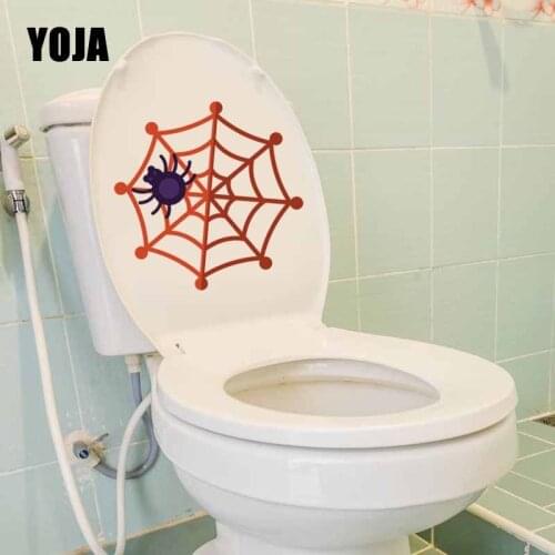 YOJA 23X23CM Funny Living Room Home Decor Wall Sticker Toilet Decal Personality Spider Web T5-1301