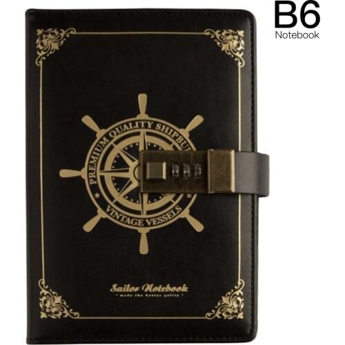 Vintage Journal Diary with Lock B6 PU Cover Retro Notebook 3-Digit Password Combination Lock Private Journal Line Pages Writing