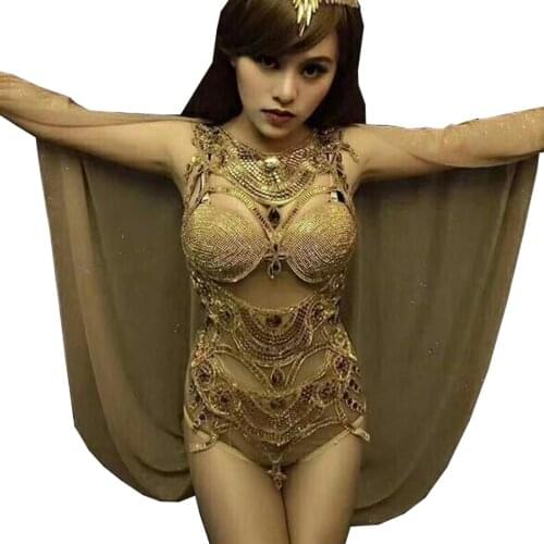 Shining Diamonds Women Sleeveless Bodysuits Hollow Out Jumpsuits Cloak Nightclub DJ Singer Dance Outfit Evening Prom Costume