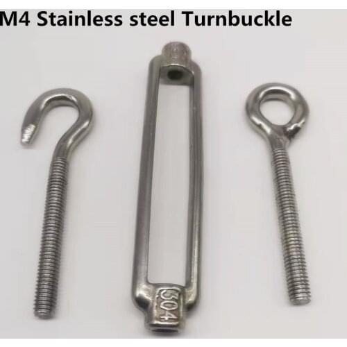 10pcs M4 Hook and Eye Open Turnbuckle 304 Stainless Steel With Working Magnet