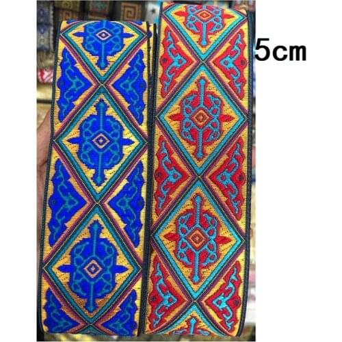 10yards/lots wide 5cm Woven Jacquard Ribbon geometry pattern for curtain and clothing accessory LS-273