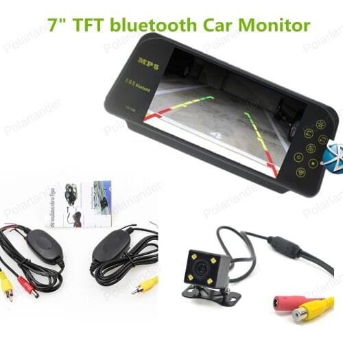 DC 12V / 24V 7 Inch TFT LCD Color bluetooth Car Monitor with wireless 4 led rearviwe camera night vision