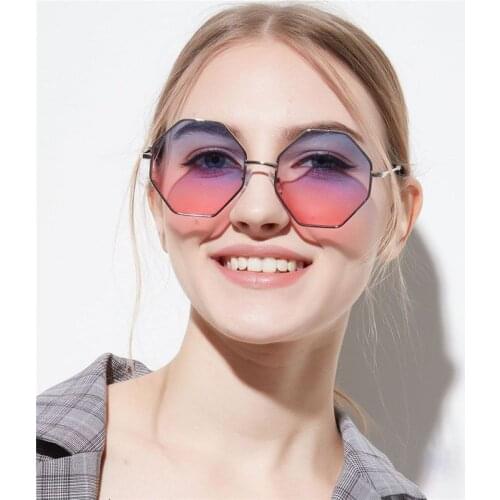 2018 Fashion Brand Designer Sun Glasses For Female Ladies Gift European Polygon Color Transparent Sunglasses feminino Glasses