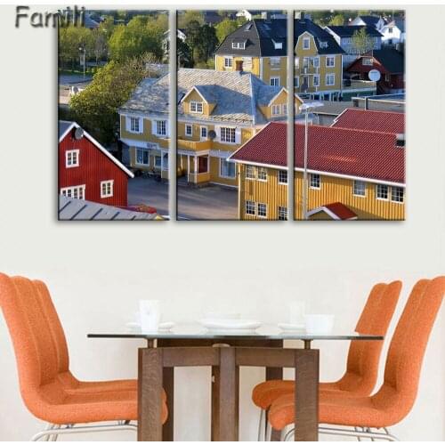 New 3 Pieces Canvas Art Canvas Paintings HD New Norway Harbor Decorations For Home Wall Art Prints Canvas,decorative pictures