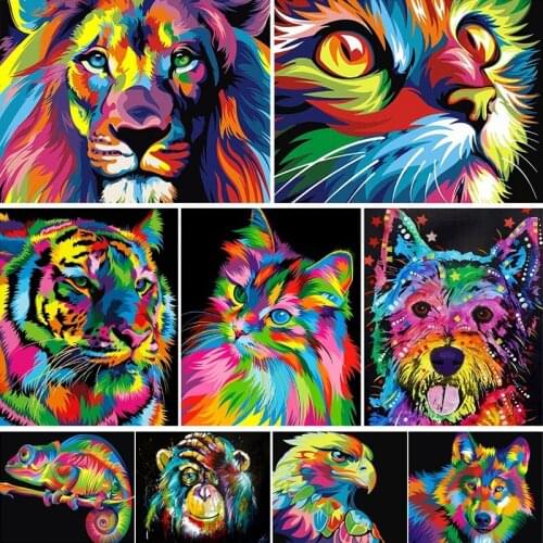 5D DIY Diamond Painting Animal Lion Cat Cross Stitch Kit Full Drill Embroidery Mosaic Art Picture of Rhinestones Home Decor Gift