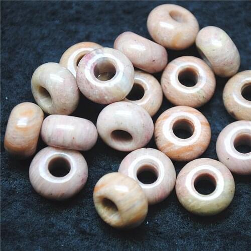 6PCS Nature China Rhodorite Stone Big Hole 8X14MM Inner hole 5MM For Womens Chain Bracelets Making Accessories And Tops Selling